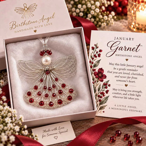 ⏳ 49% Off – 👼handmade Birthstone Angel Wire Ornament |12 Meaningful Birthstone Colors With Keepsake Card ✨