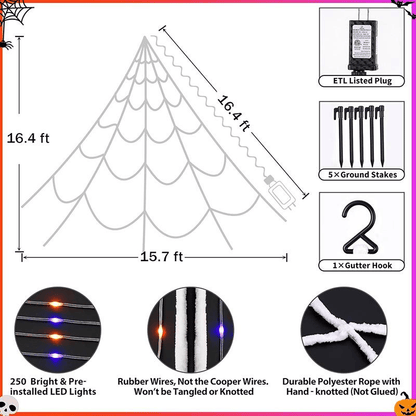 🎃Halloween Glowing Spider Web Lights🕷️
