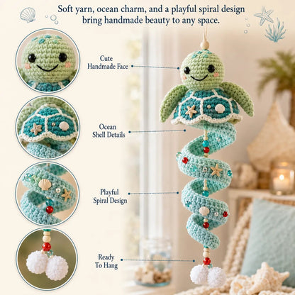 ⏳ Last Day 49% OFF – 🌊 Beginner-Friendly Ocean Animal Spiral Crochet Hanging Ornament Kit | Complete Kit with All Tools & Step-by-Step Guide Included 💕