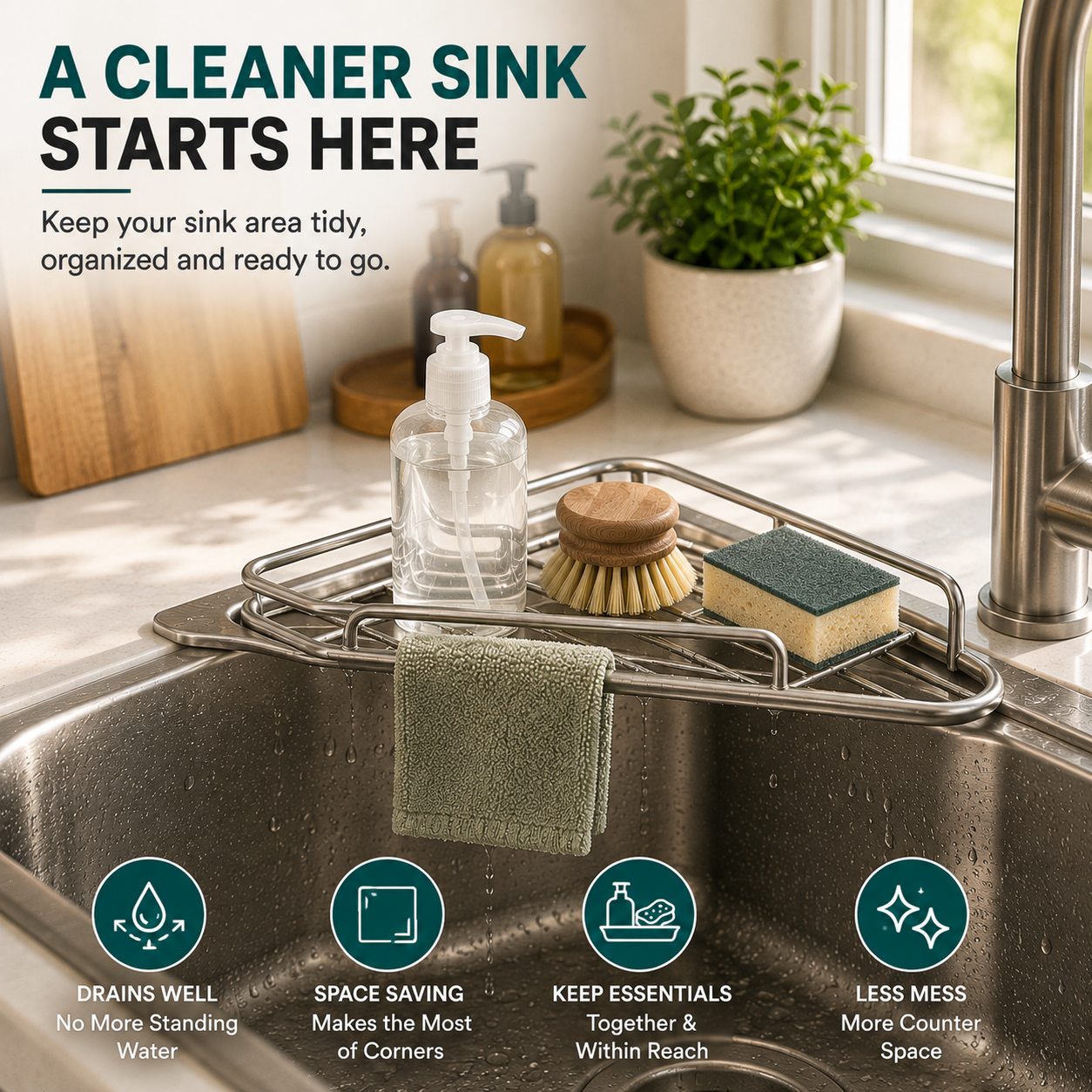 💧Corner Sink Draining Shelf✨
