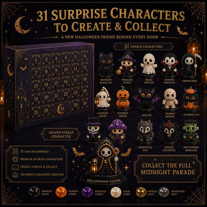 🔥 LAST DAY 49% OFF – 🎃 Hollowmoon 31-Night Jewel-Bead Countdown Calendar | 31 Daily DIY Characters, Complete Craft Supplies & Midnight Parade Display 💎✨