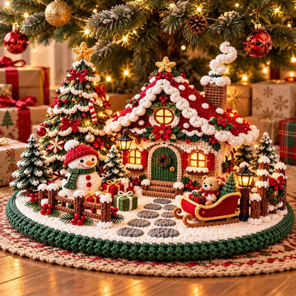 Crochet pattern for a festive winter village with a chalet – Amigurumi