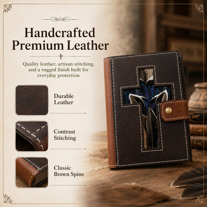 Mallard Feather Leather Bible Cover