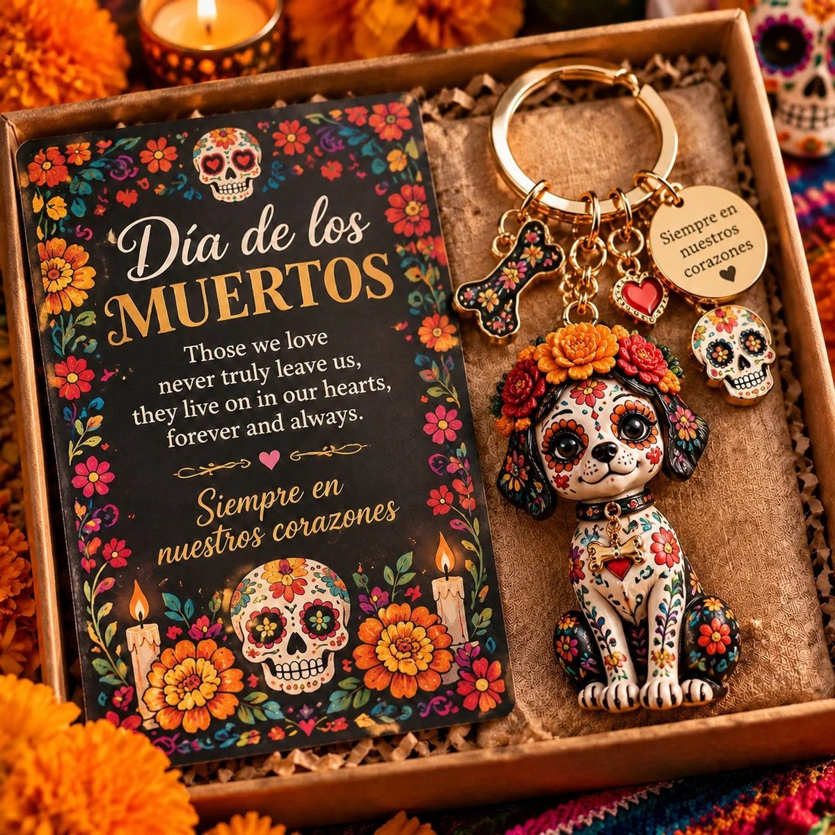 Día de Muertos Charm Keychain – 4 Colorful Styles