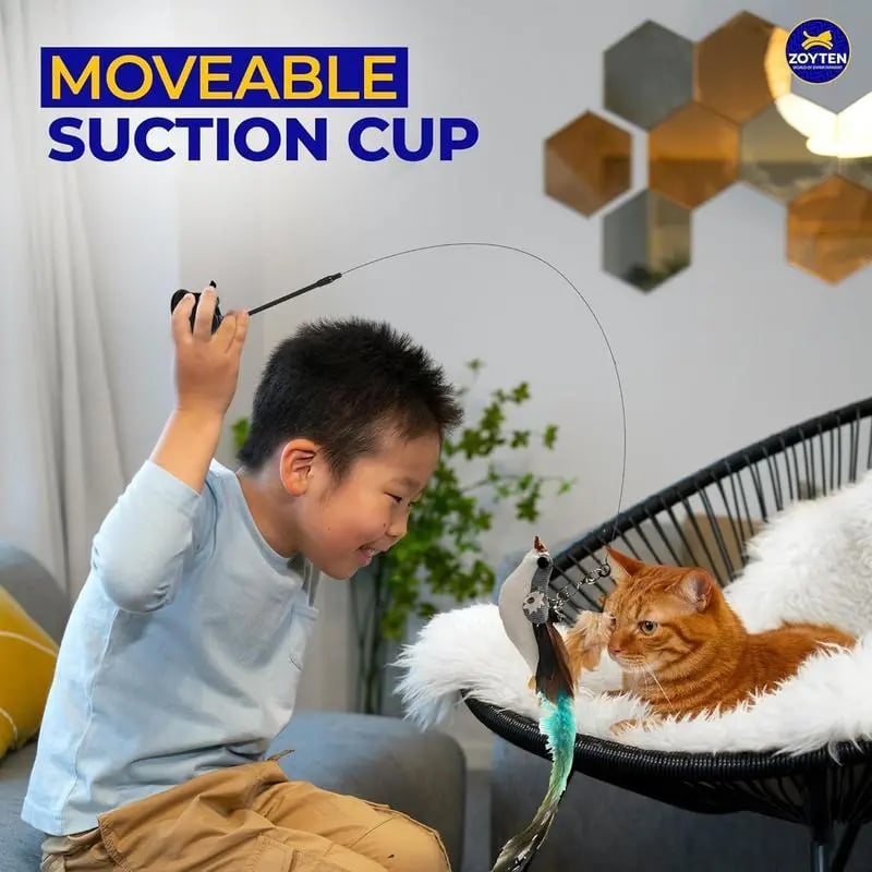 LAST DAY PROMOTION SALE 49% OFF💖Cat Toy Wand Auto Interactive Toys for Indoor Cat 8 in 1 Hands-Free Natural Bird Feather Ball Toys