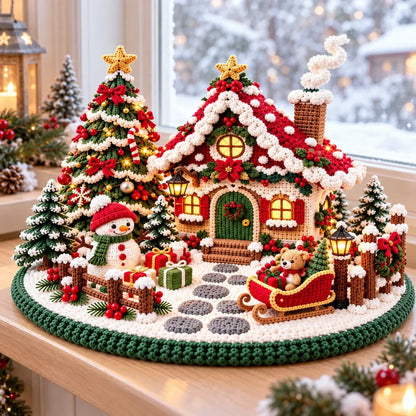 Crochet pattern for a festive winter village with a chalet – Amigurumi