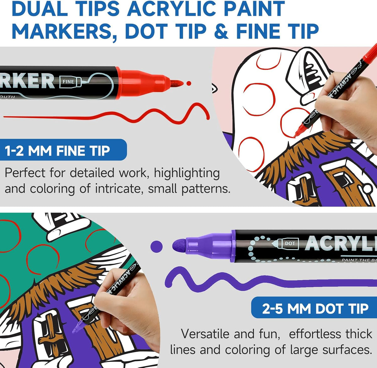 🌟Premium Dual-Tip Acrylic Markers Set | Unleash Your Creativity!🎨