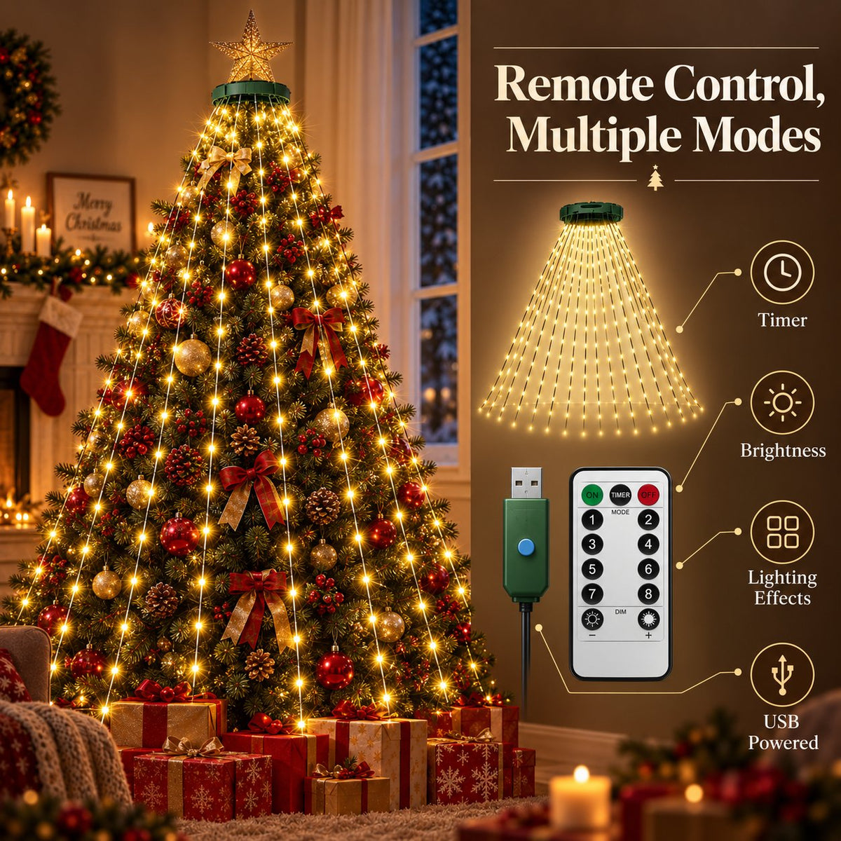 🎄 Christmas Tree Cascade Lights