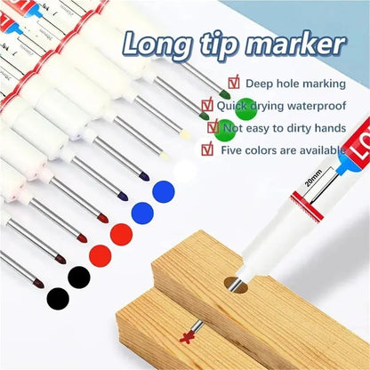 🖊️20mm Long Nib Deep Hole Marker | Waterproof Oil‑Based Pen for Construction & Woodworking💧