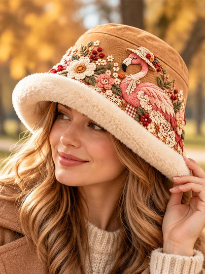 🌸 Women’s Cozy Plush-Lined Winter Bucket Hat – Floral & Animal Designs (📦Buy 2 Free Shipping)