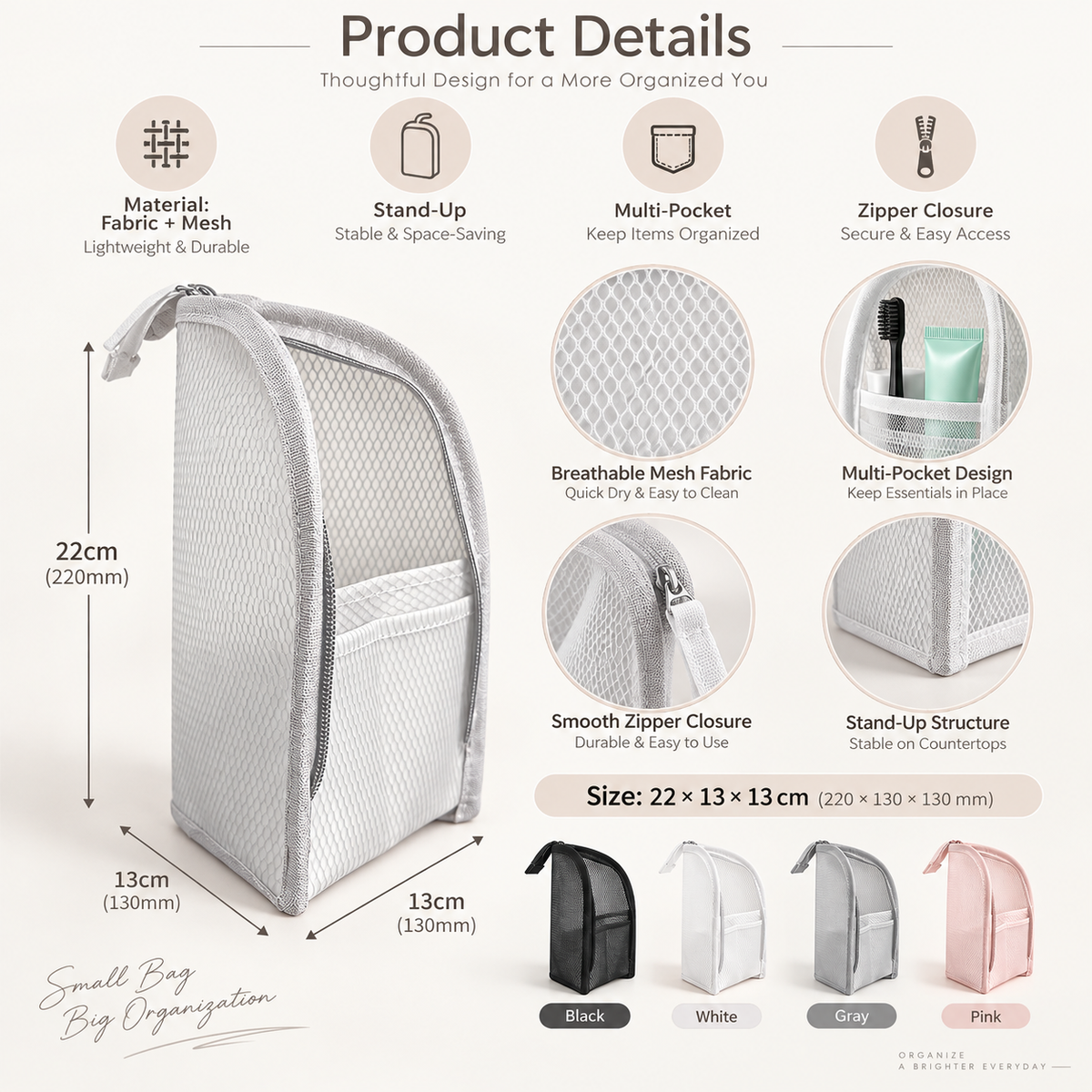🔥Buy 2 Get 1 Free ✨Stand-Up Mesh Travel Toiletry Bag🪥