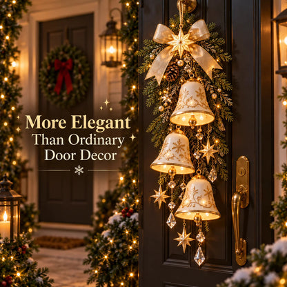 🔔 Golden Bell Blessing Cascade™ | Lighted Christmas Door Decor