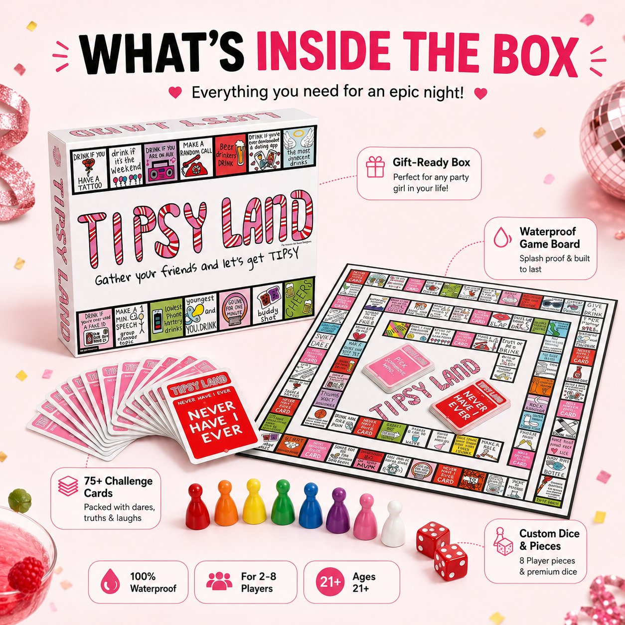 🎉🔥Tipsy Land Adult Drinking Board Game