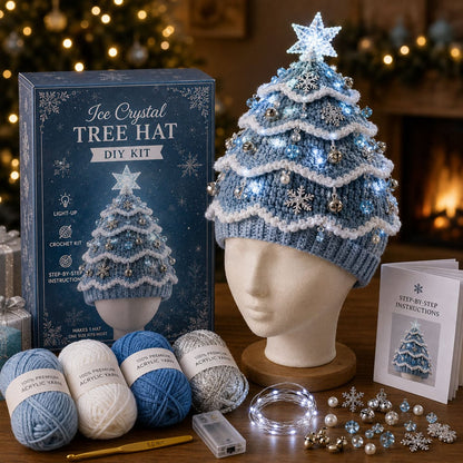 ⏳ Last Day 49% OFF – 🎄Beginner-Friendly Light-Up Christmas Tree Crochet Hat DIY Kit | Complete Kit with Coordinated Yarn, LED Lights & Step-by-Step Guide Included 💕