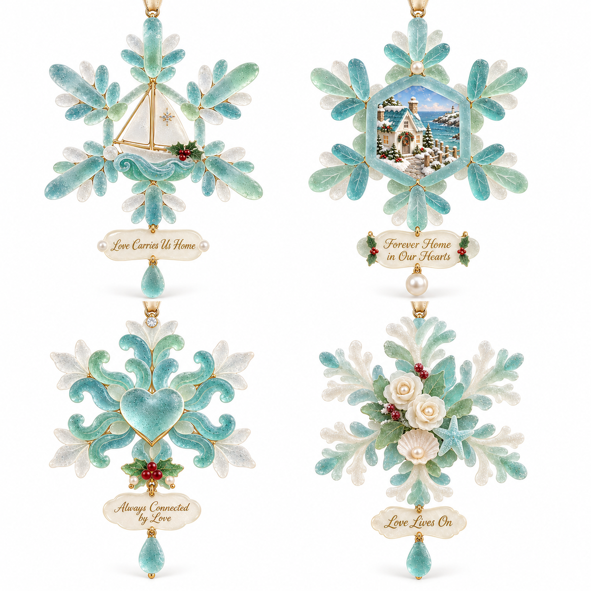 Coastal-style snowflake Christmas ornament