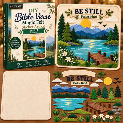 🌿✝️ Bible Verse Magic Felt Sticker Art DIY Kit – 6 Faith-Inspired Designs