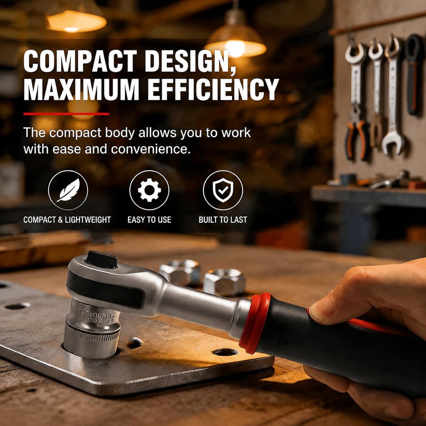 Compact Cordless Electric Ratchet Tool with LED Light | Rechargeable Handheld Power Driver for Automotive Repairs & DIY Projects