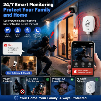 2K Indoor WiFi Security Camera with AI Detection & Color Night Vision