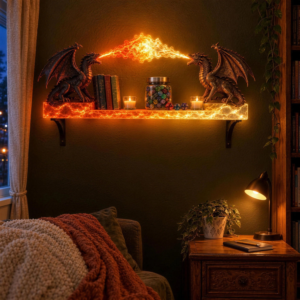 🐉 Dragon Duel Plasma Beam Wall Shelf Light