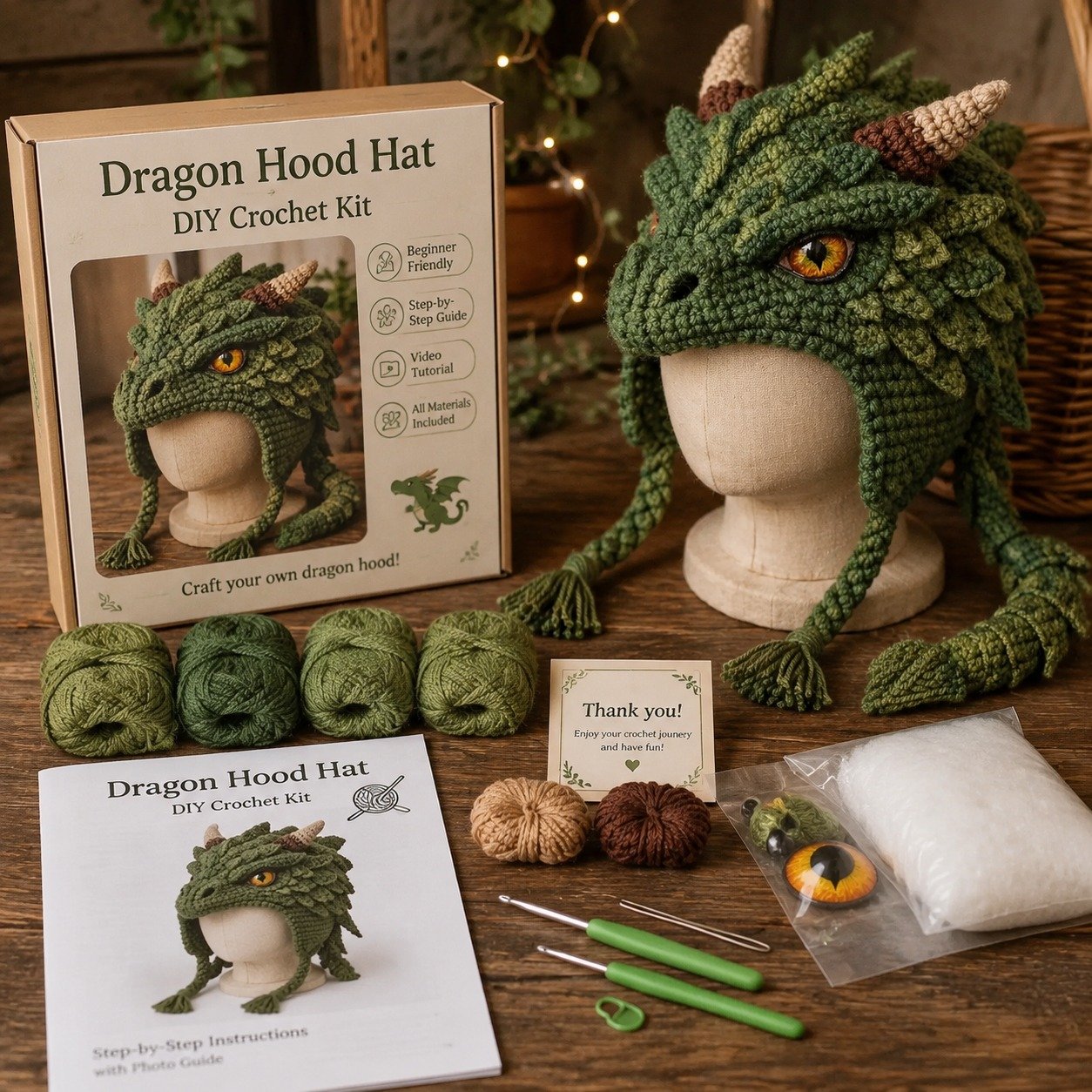 🔥LAST DAY 49% OFF - 🧵Fantasy Hood Hat DIY Crochet Kit – Create Your Own Magical Wearable Character Hat🎁Beginner Friendly