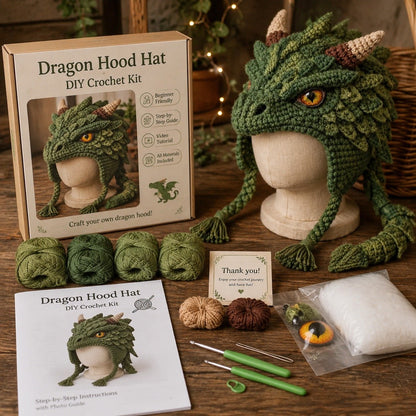 🔥LAST DAY 49% OFF - 🧵Fantasy Hood Hat DIY Crochet Kit – Create Your Own Magical Wearable Character Hat🎁Beginner Friendly