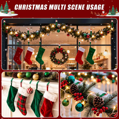 ⏳ Last Day 49% OFF – 🎄No-Drill Christmas Garland Hangers | 12 Santa Adhesive Hooks Holding Up To 5 lbs For Stockings, Wreaths & Holiday Decorations 🎅
