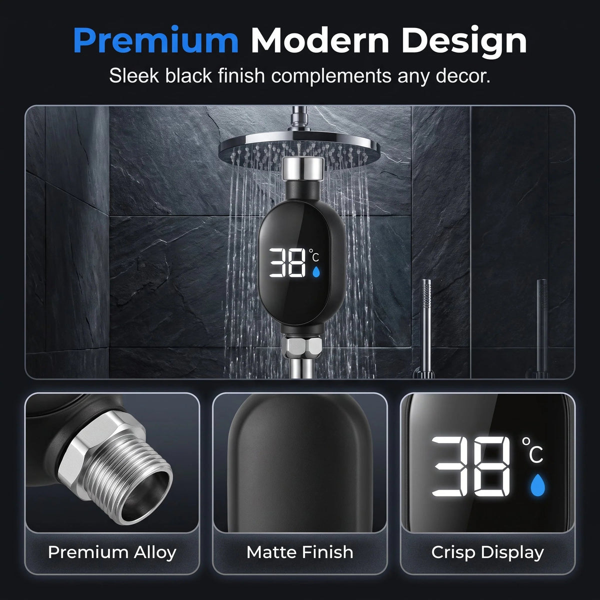 🚿 Intelligent LED Shower Thermometer | 360° Rotating Display