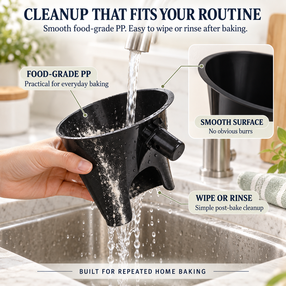 Stand Mixer Flour Funnel – Mess-Free Wide-Mouth Ingredient Guide for Home Baking