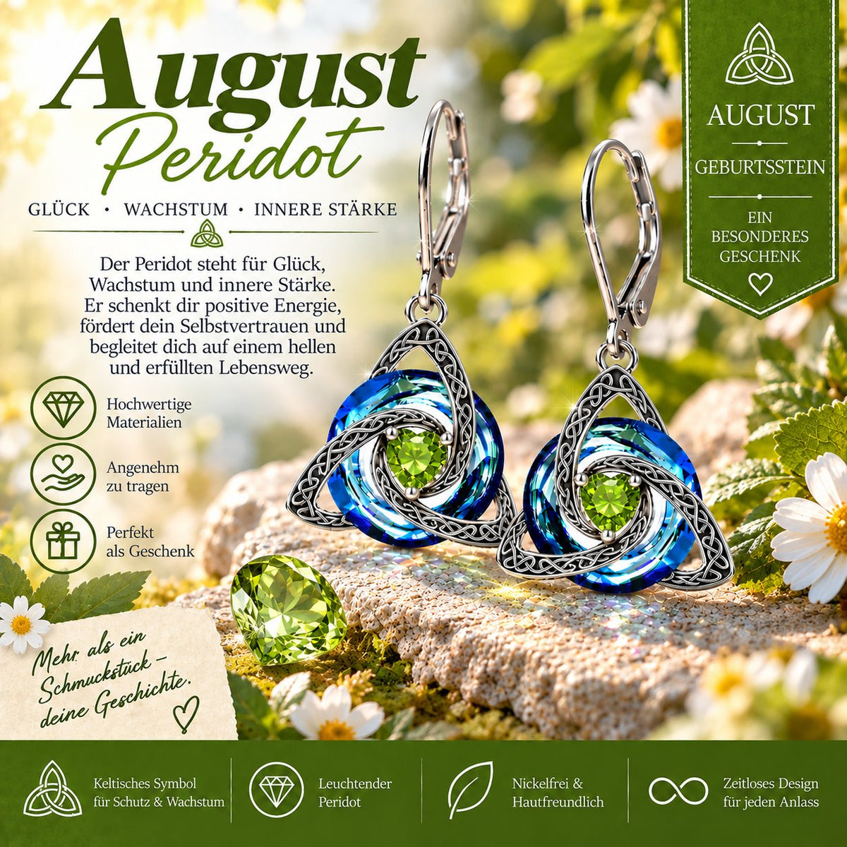 ✨ Celtic birthstone earrings – Timeless elegance with personal meaning