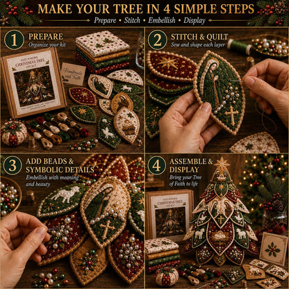 ⏳ Last Day 49% OFF – ✝️ Beginner-Friendly Tree of Faith 3D Quilted Christmas Tree Sewing Kit | Complete Kit with Coordinated Fabrics, Beads & Step-by-Step Guide Included 💕
