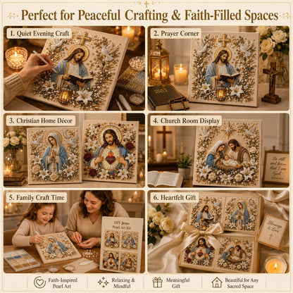 ✝️DIY Jesus Pearl Art Kit | 3D Pearl-Style Christian Artwork for Prayer Corners & Faith Gifts