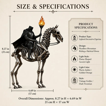 Lighted Headless Horseman on Skeleton Horse Figurine
