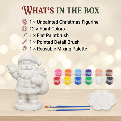 ⏳ Last Day 49% OFF – 🎨 Beginner-Friendly Christmas Paint-Your-Own Figurine Kit Collection | Complete Kit with Unpainted Figurine, Paints, Brushes & Mixing Palette Included 💕
