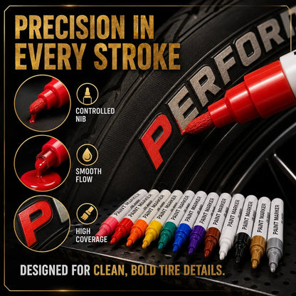 🎨 Tire Lettering & Craft Paint Markers – 12 Color Choices