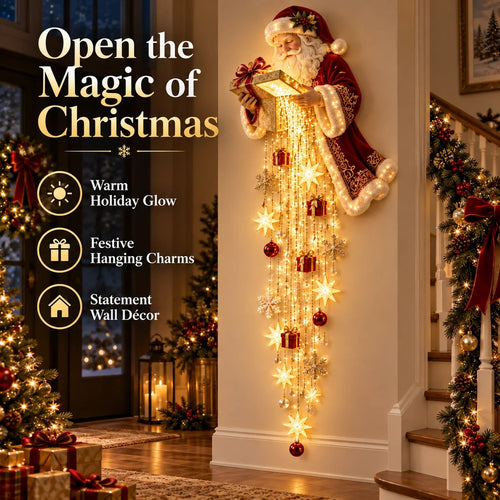 🎅 Santa’s Magical Gift Starfall Cascade™ | Lighted Wall Decor