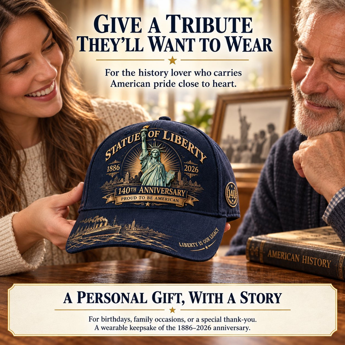 💝LAST DAY 49% OFF - 🗽 Statue of Liberty 140th Anniversary 1886–2026 – Premium Embroidered Heritage Cap | Cotton-Poly Blend • Detailed Embroidery • Adjustable Fit 🇺🇸