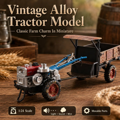 🚜 1:24 Vintage Alloy Tractor Model – Light Sound Spray Function Collectible Toy