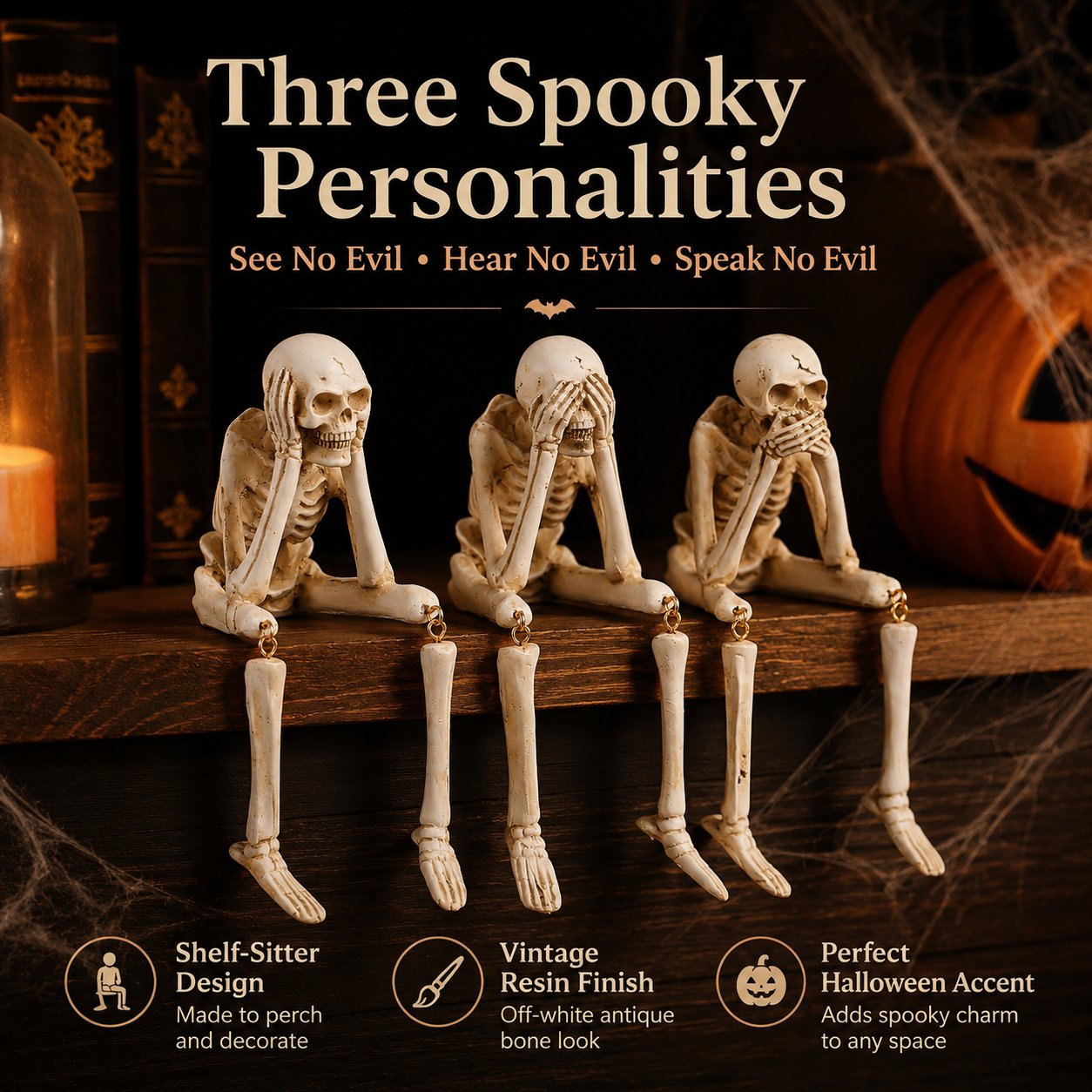 💀 See No Evil, Hear No Evil, Speak No Evil — Add a Bone-Chilling Twist to Halloween! 🎃