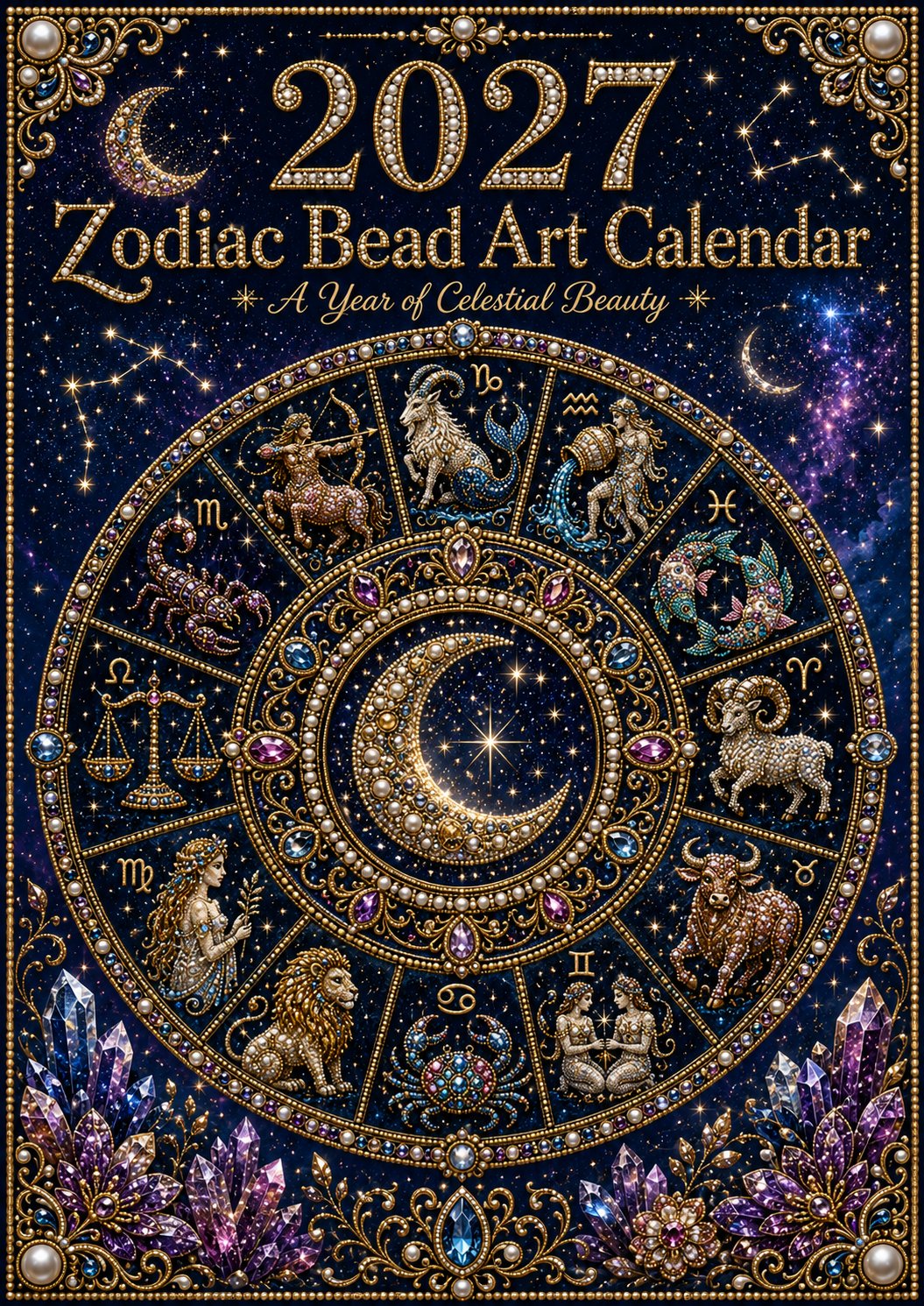 ⏳ Last Day 49% OFF – 🌙 Beginner-Friendly 2027 Twelve Zodiac Bead Art Calendar Kit | Complete Kit with Zodiac Design Base, Decorative Beads & Step-by-Step Guide Included 💕