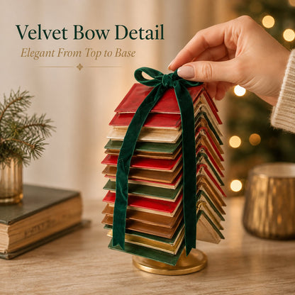 Stacked Book Christmas Tree with Ribbon