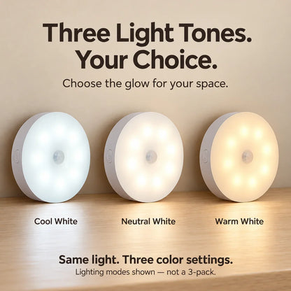 Rechargeable Motion Sensor Night Light – Magnetic Mount & 3 Light Colors
