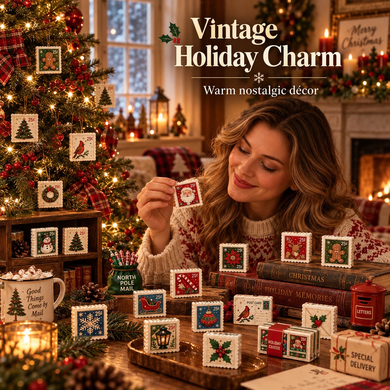 Christmas Stamps Advent Calendar – 24 Acrylic Postal Ornaments