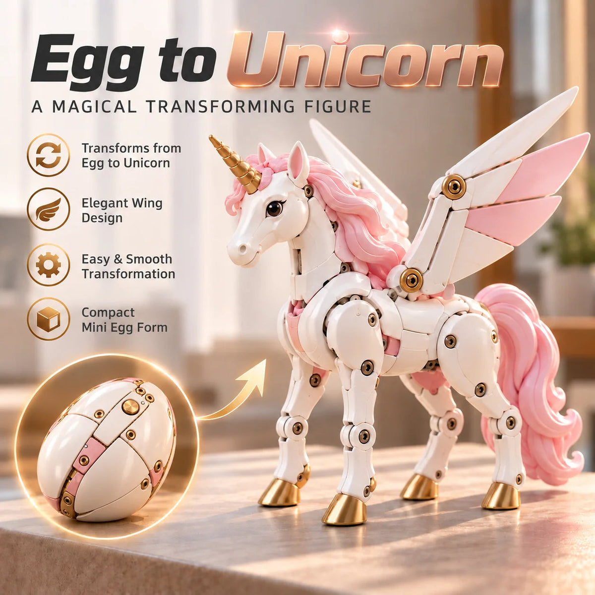 🥚🦄 UnicornMorph – Egg to Unicorn Transforming Mechanical Toy