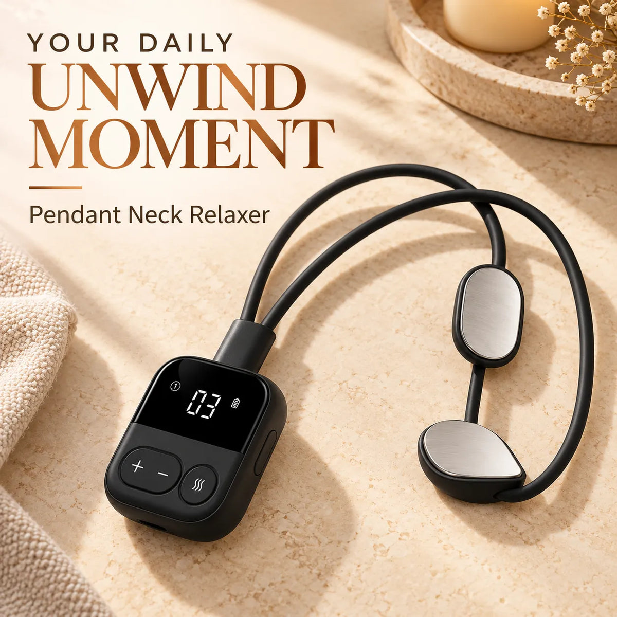 ✨ Pendant Neck Massager with Heat — 5 Modes, 16 Intensity Levels