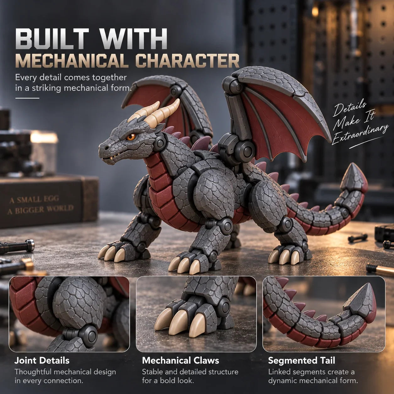 Guardian Dragon sculpted scales mechanical claws articulated joints and segmented tail