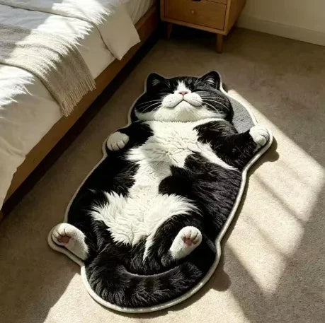 🐱 3D Chubby Tabby Cat Shaped Long Rug – Cozy Furry-Effect Home Décor