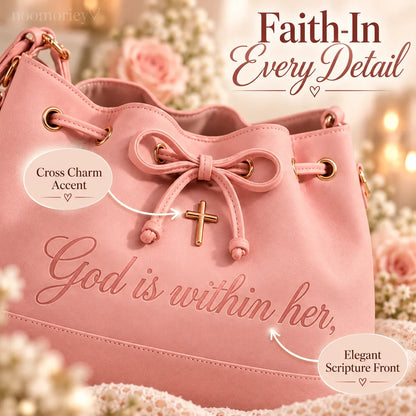💕 Faith-Inspired Bucket Bag – God Is Within Her Handbag
