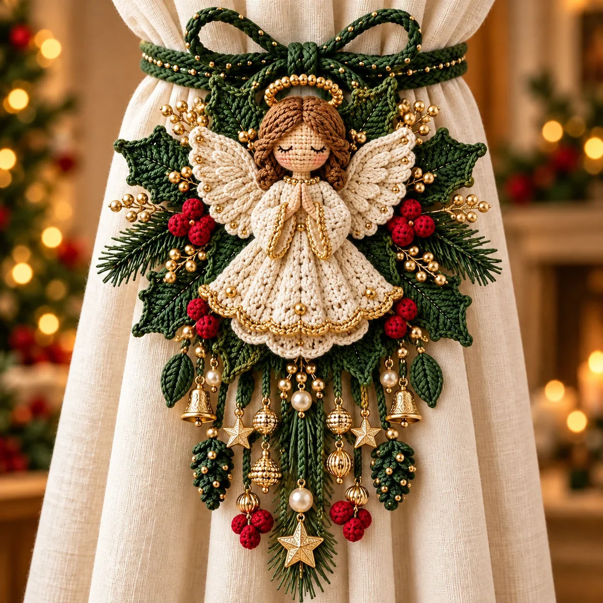 ⏳ Last Day 49% OFF – 🎄 Christmas Crochet Curtain Tieback DIY Kit | Beginner-Friendly Options, 8 Festive Designs 🧶