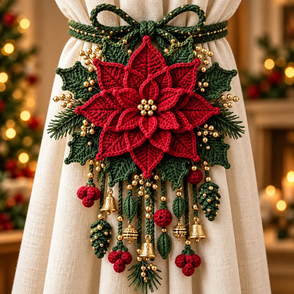 ⏳ Last Day 49% OFF – 🎄 Christmas Crochet Curtain Tieback DIY Kit | Beginner-Friendly Options, 8 Festive Designs 🧶