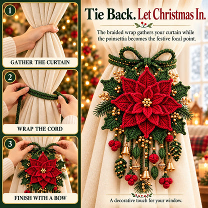 ⏳ Last Day 49% OFF – 🎄 Christmas Crochet Curtain Tieback DIY Kit | Beginner-Friendly Options, 8 Festive Designs 🧶
